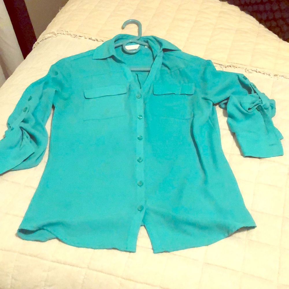 New York and company teal blouse